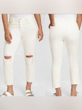 Gap Mid Rise Destructed Universal Slim Boyfriend Jeans